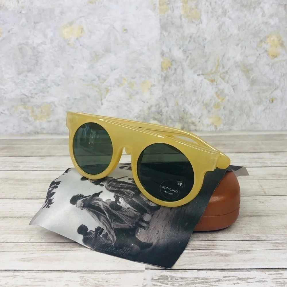 KOMONO Hippolyte Milky Bone Sunglasses NEW shield yellow gold